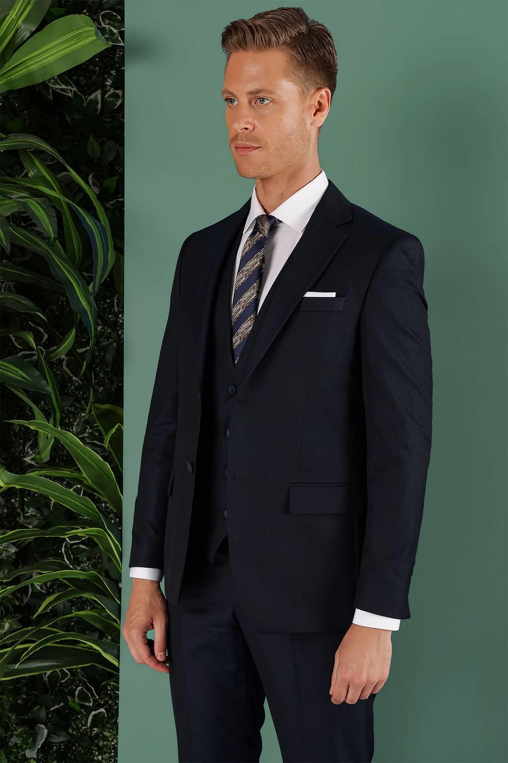 TK 857 Slim Fit Lacivert Klasik Takım Elbise