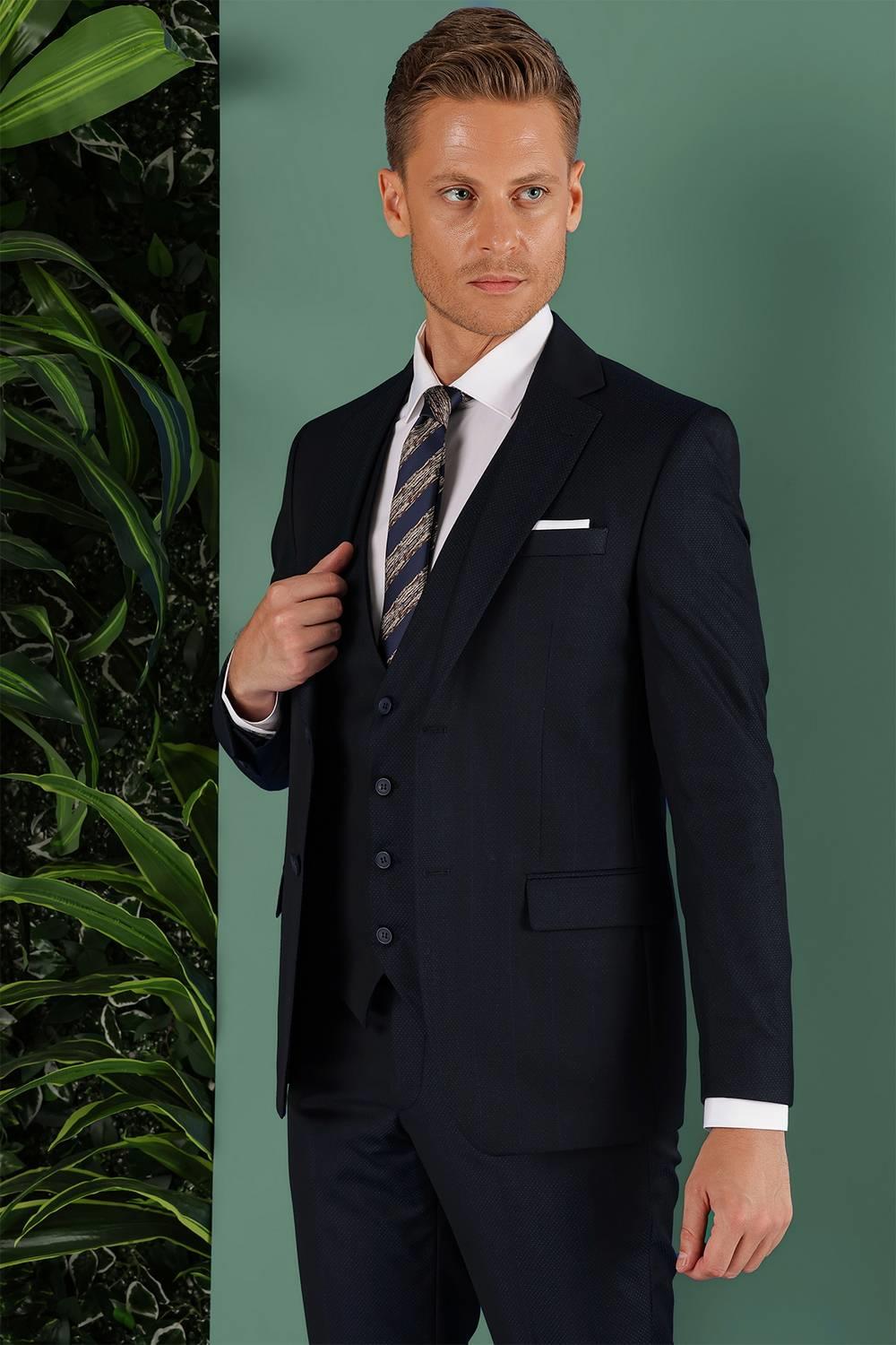 TK 857 Slim Fit Lacivert Klasik Takım Elbise