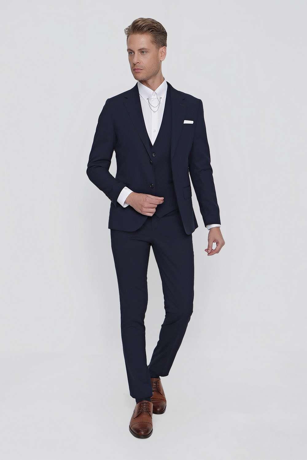 TK 859 Slim Fit Lacivert Klasik Takım Elbise