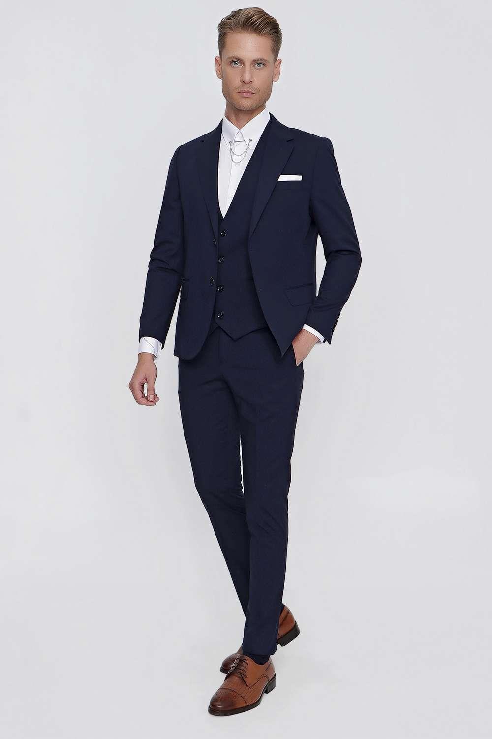 TK 859 Slim Fit Lacivert Klasik Takım Elbise