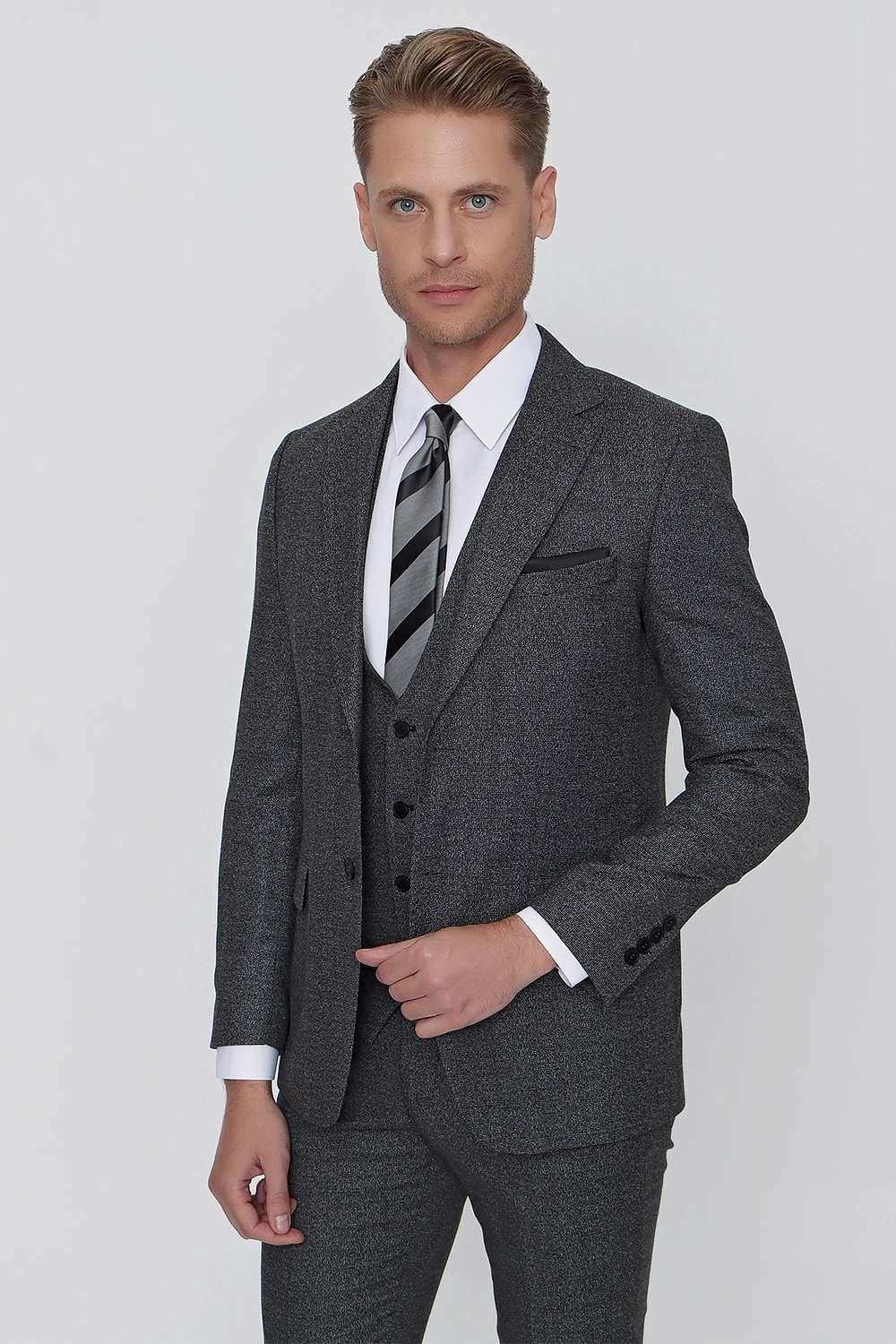 TK 860 Slim Fit Siyah Klasik Takım Elbise