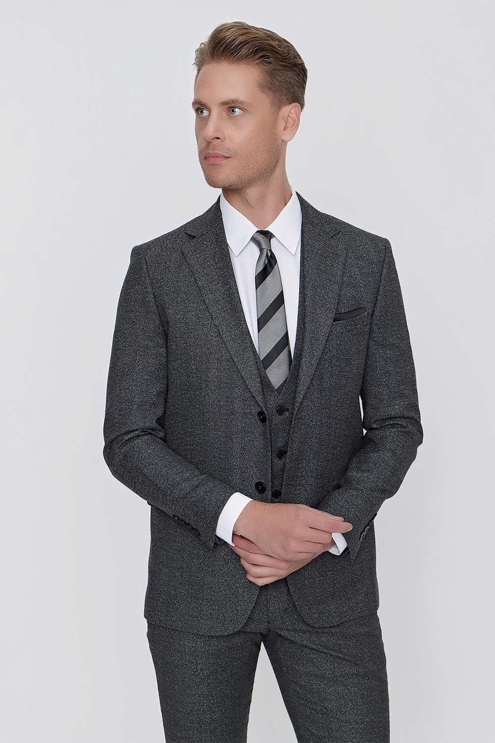 TK 860 Slim Fit Siyah Klasik Takım Elbise