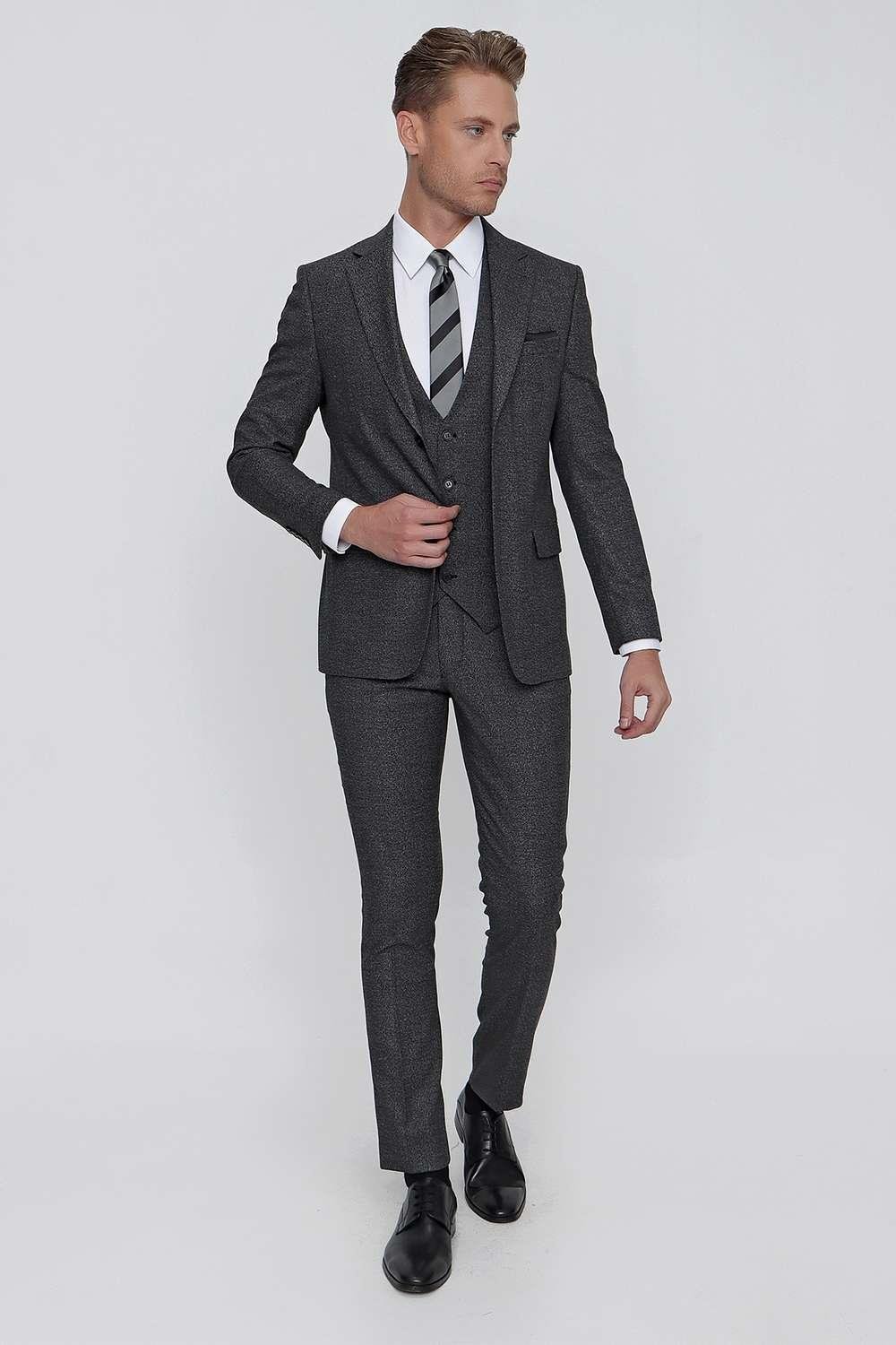 TK 860 Slim Fit Siyah Klasik Takım Elbise
