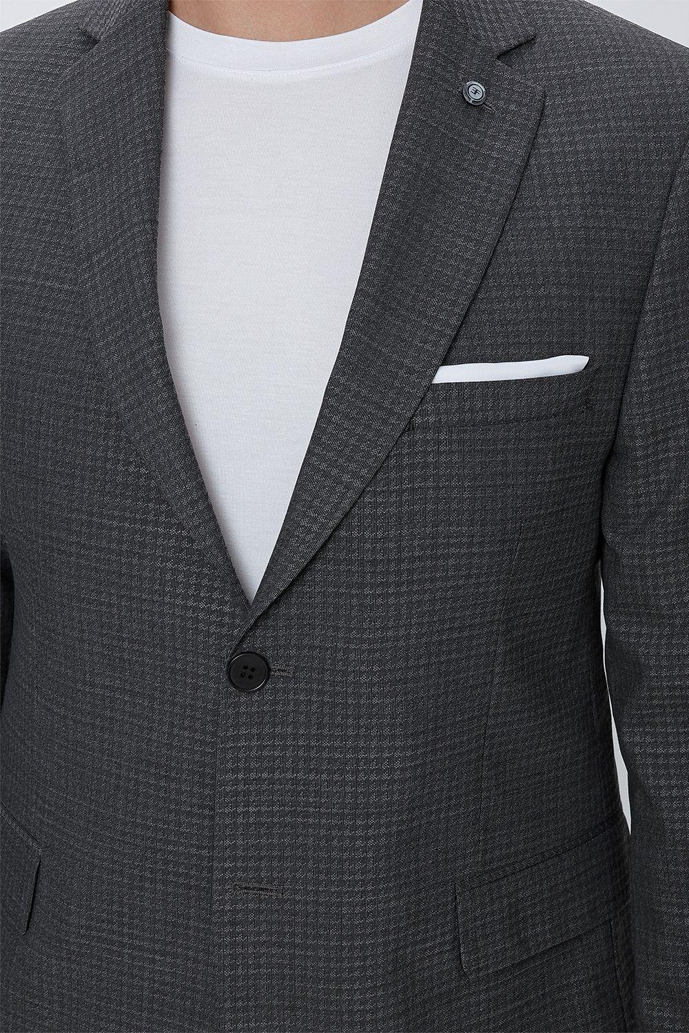 TK 863 Slim Fit Antrasit Klasik Takım Elbise