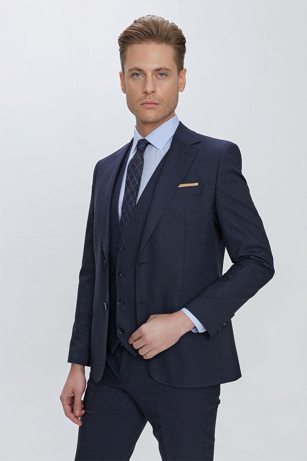 TK 864 Slim Fit Lacivert Klasik Takım Elbise