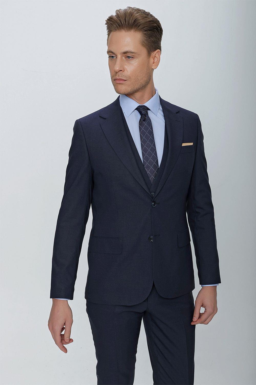 TK 864 Slim Fit Lacivert Klasik Takım Elbise