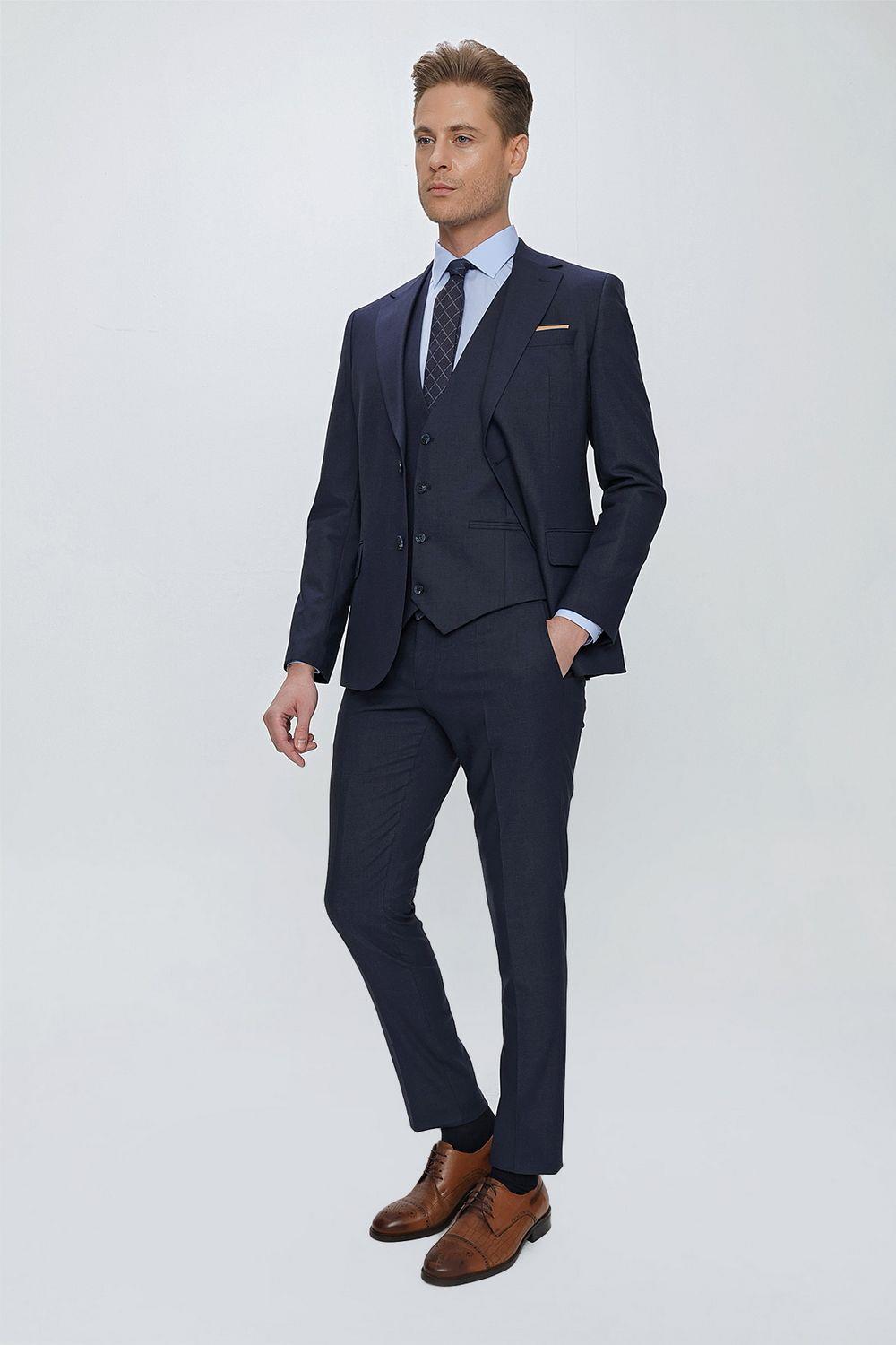 TK 864 Slim Fit Lacivert Klasik Takım Elbise