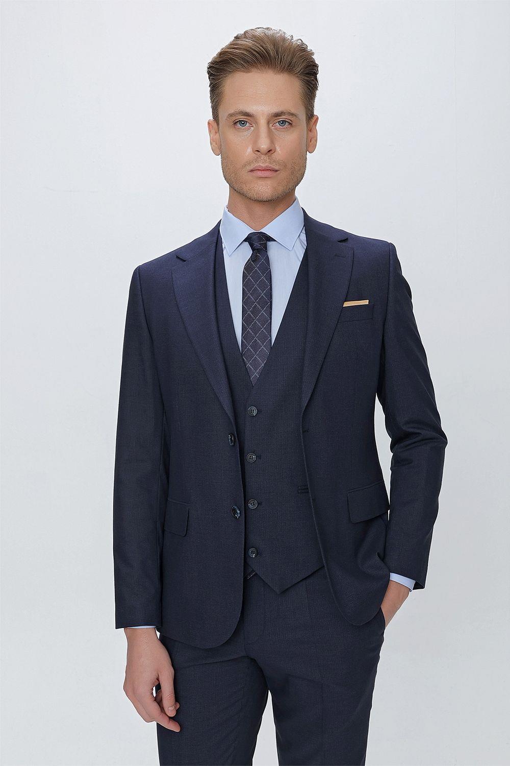 TK 864 Slim Fit Lacivert Klasik Takım Elbise