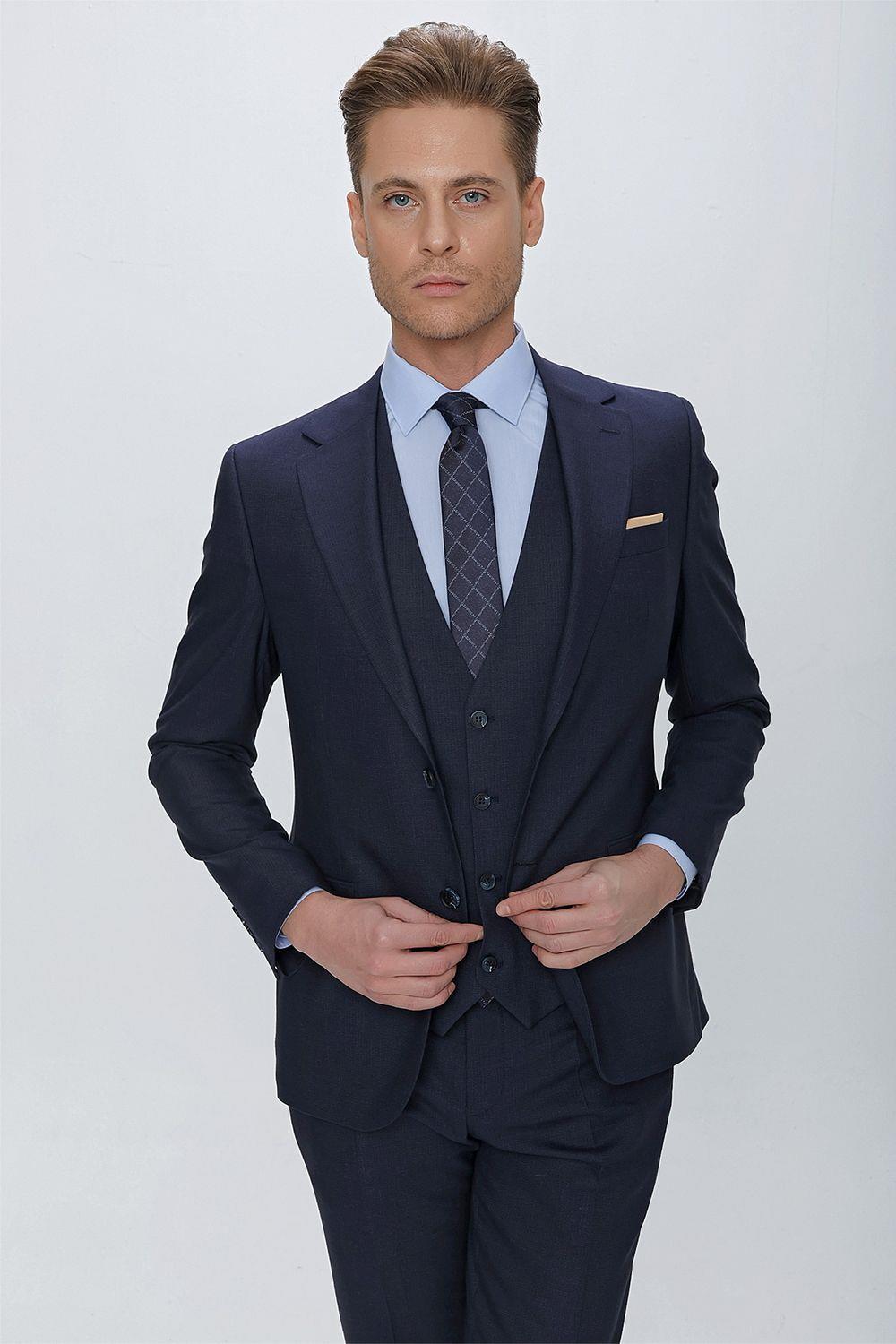 TK 864 Slim Fit Lacivert Klasik Takım Elbise