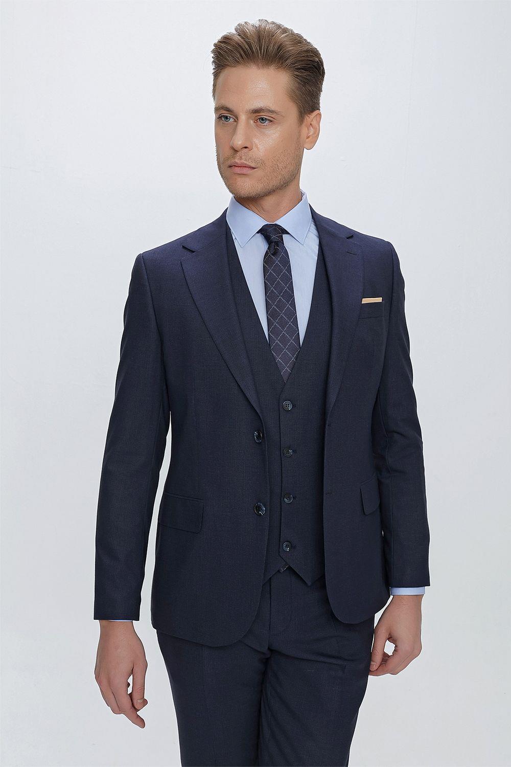 TK 864 Slim Fit Lacivert Klasik Takım Elbise
