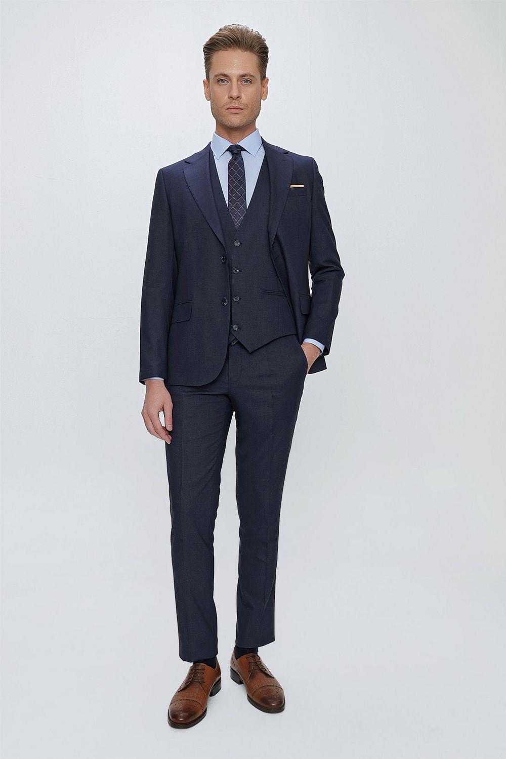 TK 864 Slim Fit Lacivert Klasik Takım Elbise