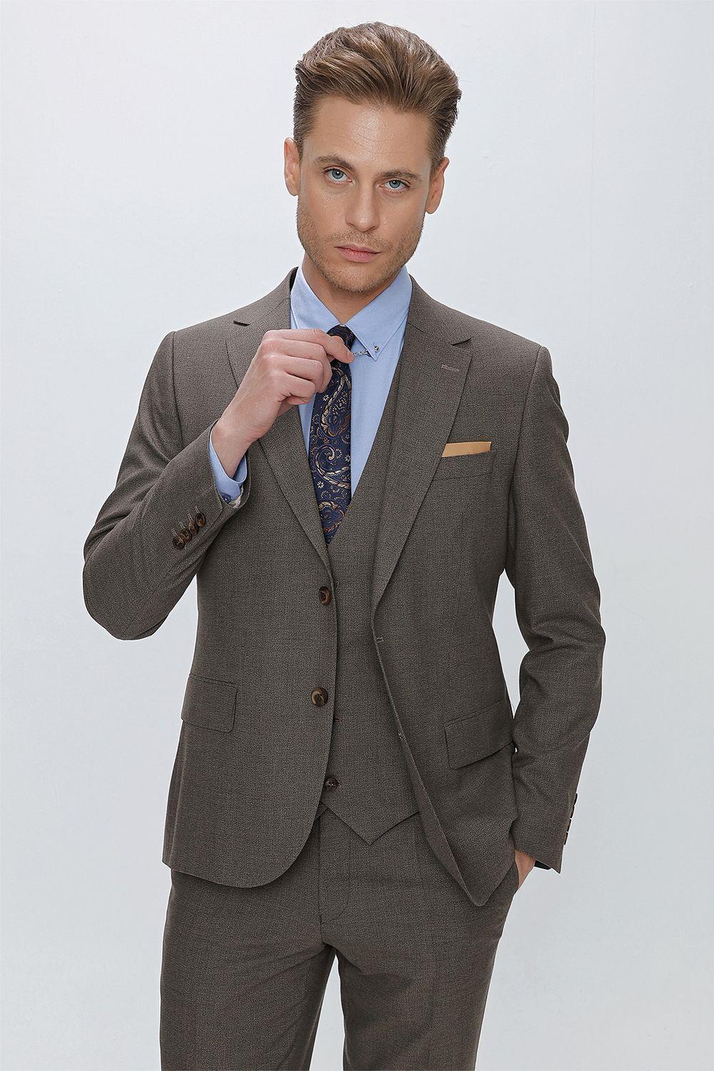 TK 864 Slim Fit Vizon Klasik Takım Elbise