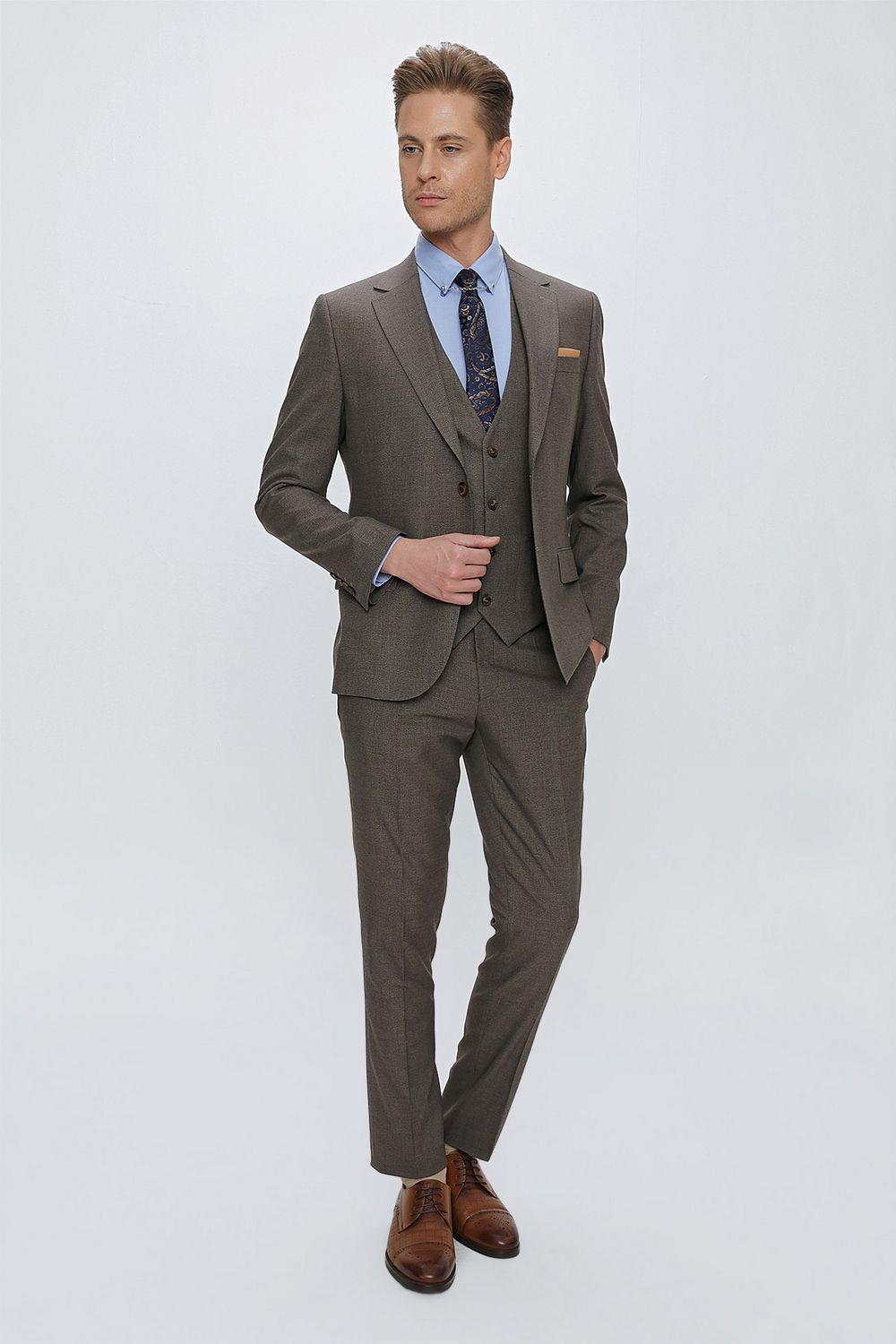TK 864 Slim Fit Vizon Klasik Takım Elbise