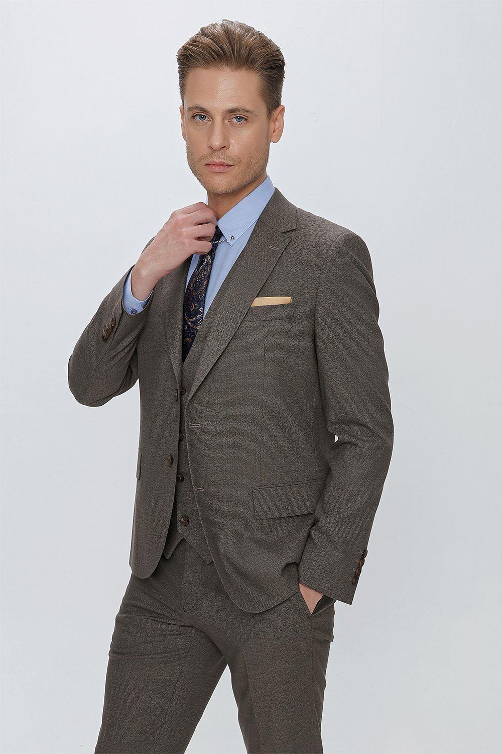 TK 864 Slim Fit Vizon Klasik Takım Elbise