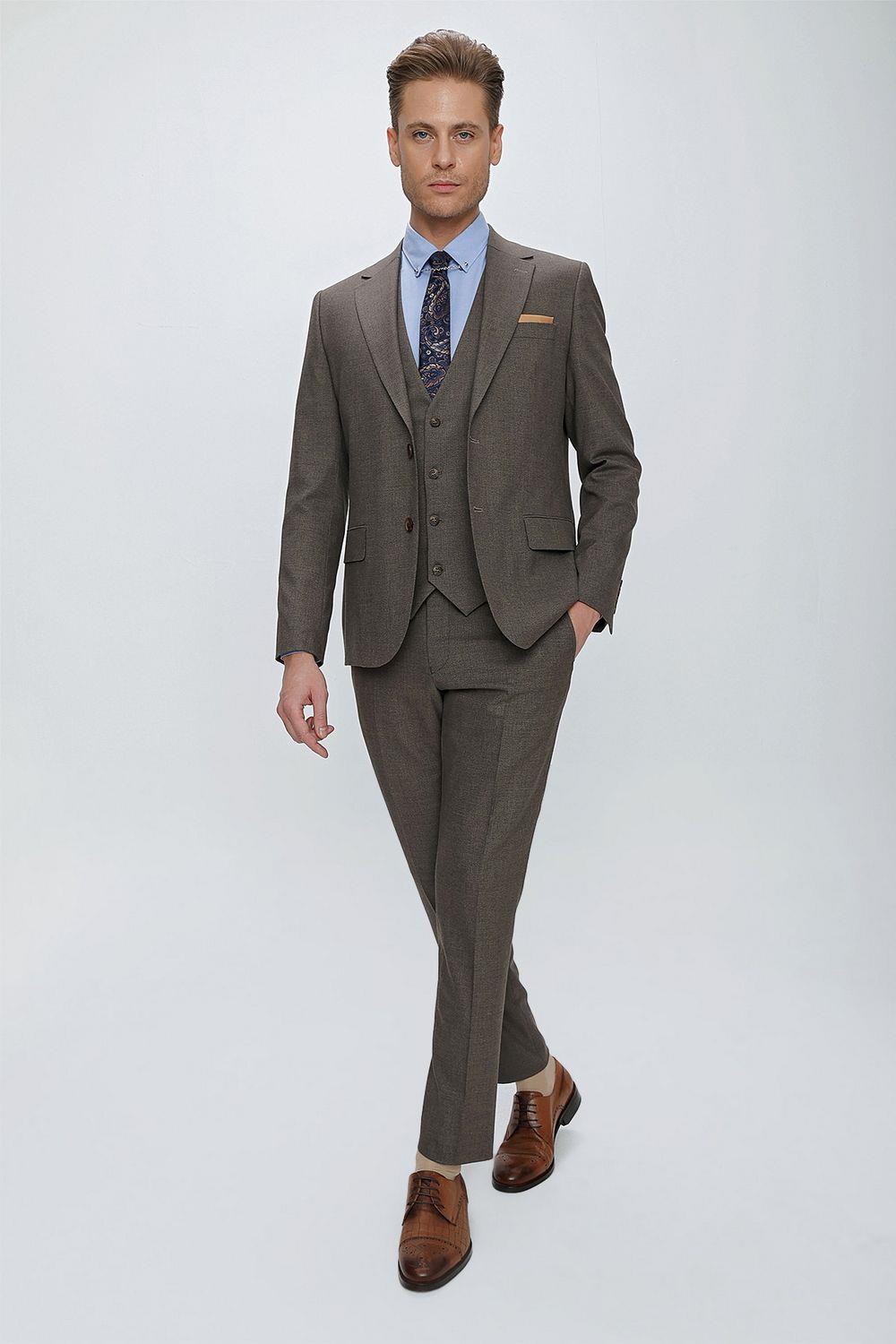 TK 864 Slim Fit Vizon Klasik Takım Elbise