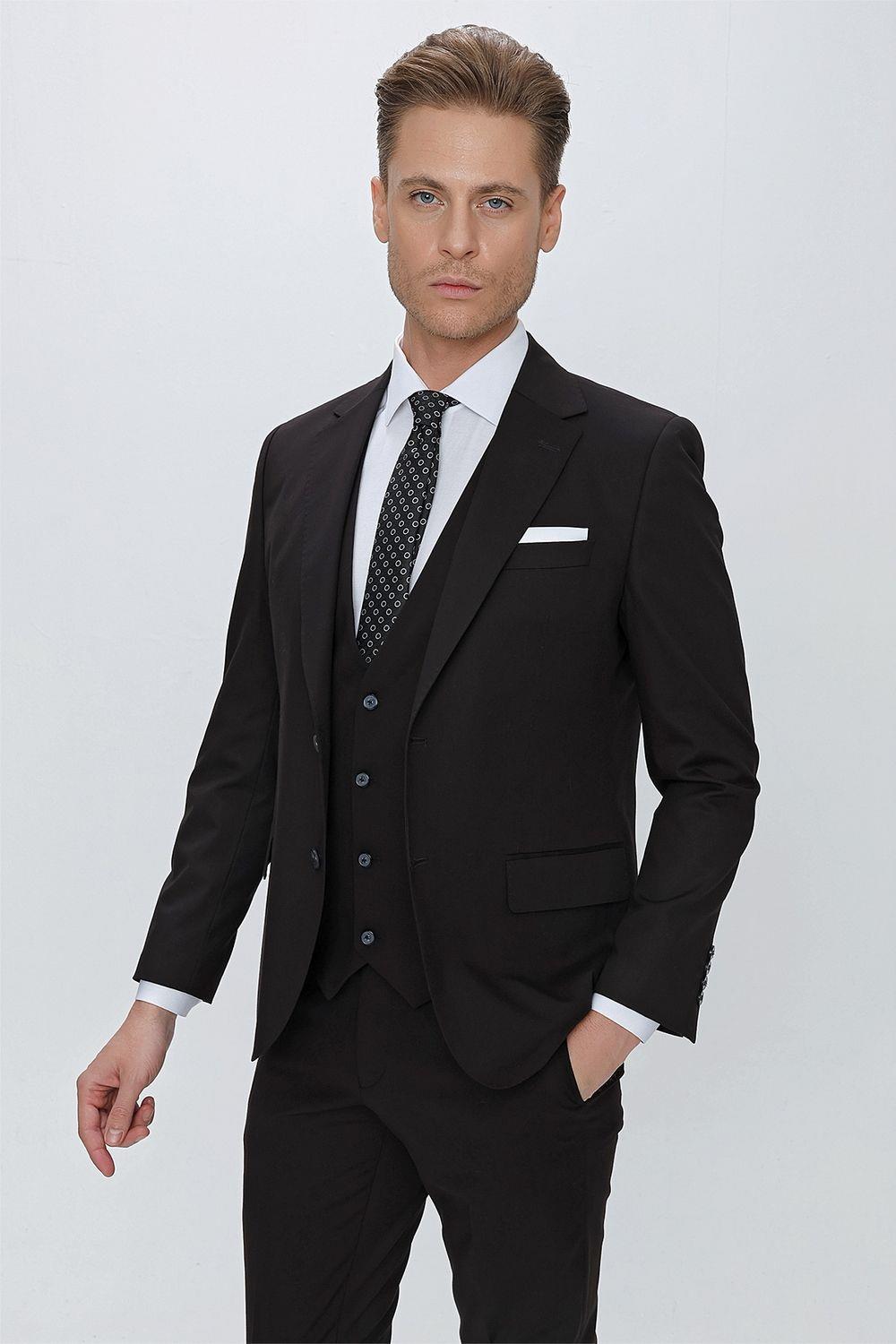 TK 868 Slim Fit Siyah Klasik Takım Elbise