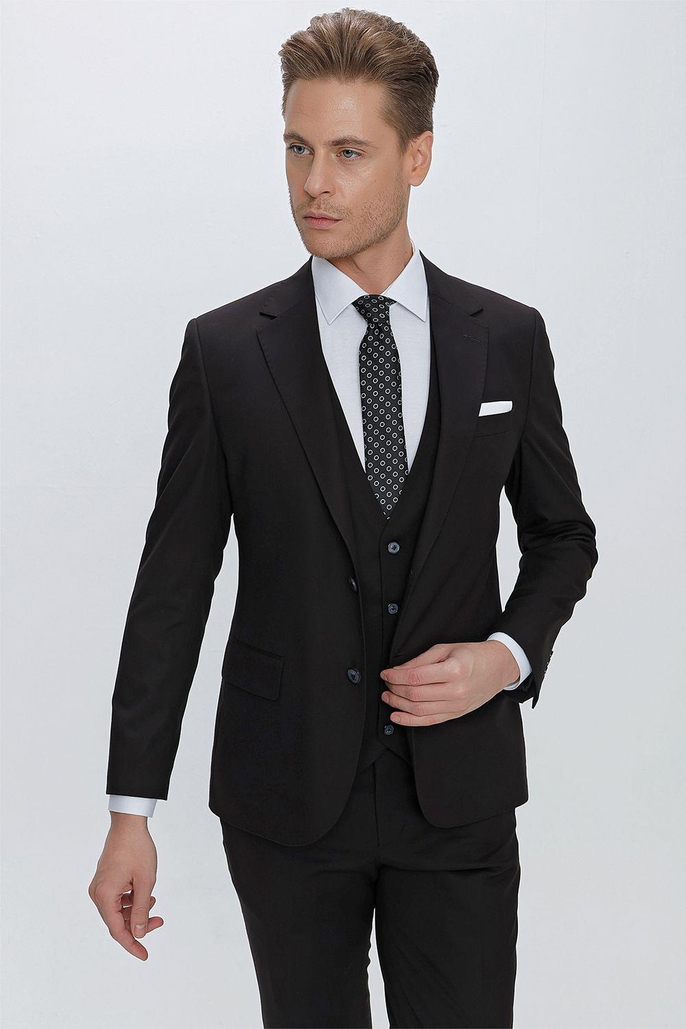 TK 868 Slim Fit Siyah Klasik Takım Elbise