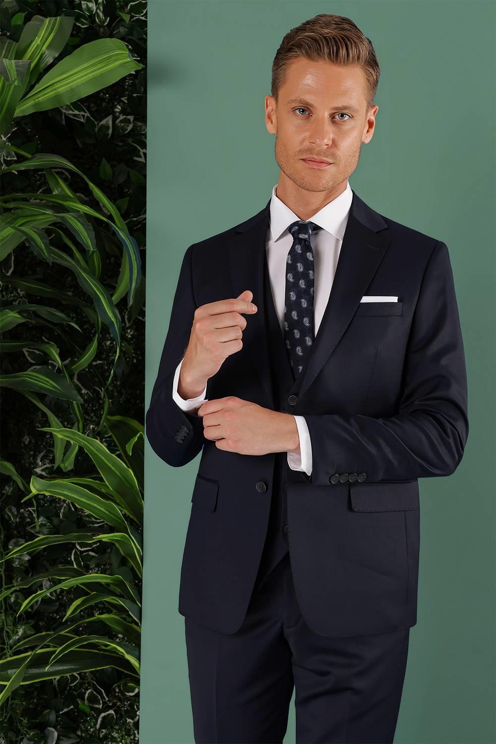 TK 869 Slim Fit Lacivert Klasik Takım Elbise
