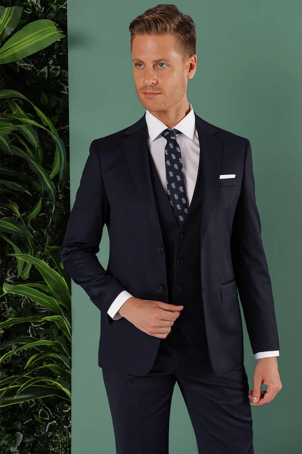TK 869 Slim Fit Lacivert Klasik Takım Elbise
