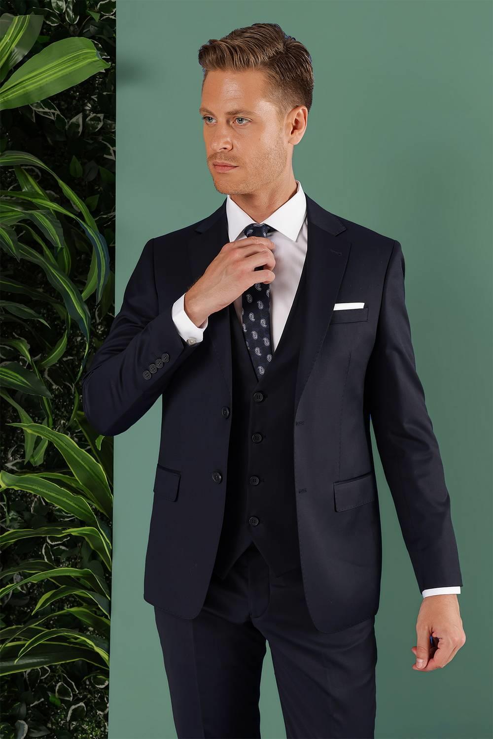 TK 869 Slim Fit Lacivert Klasik Takım Elbise