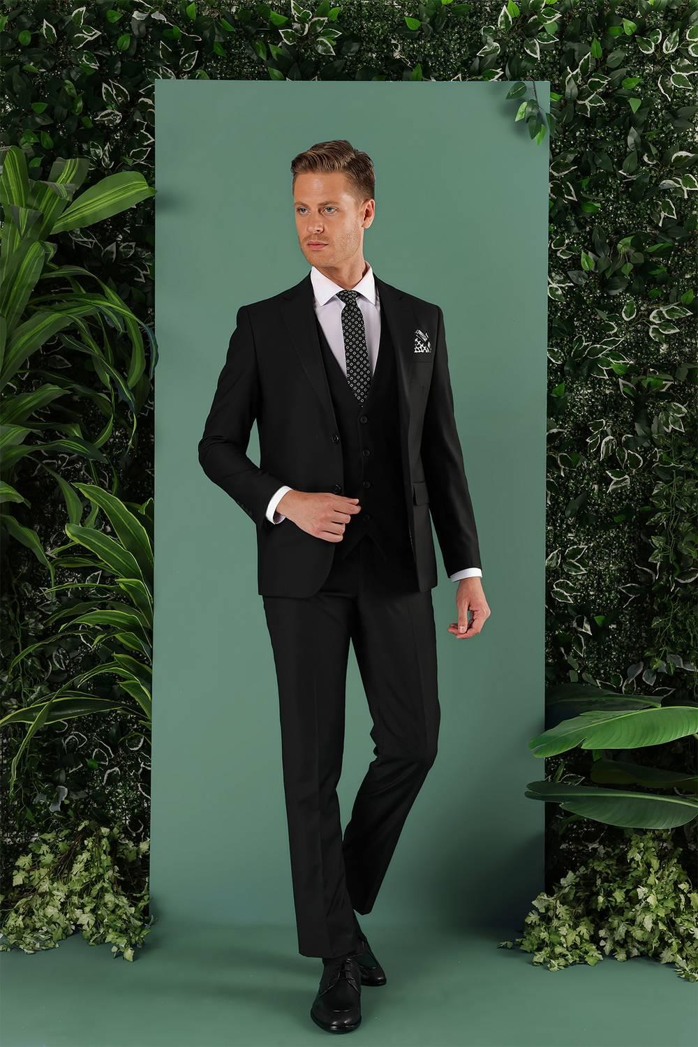 TK 869 Slim Fit Siyah Klasik Takım Elbise