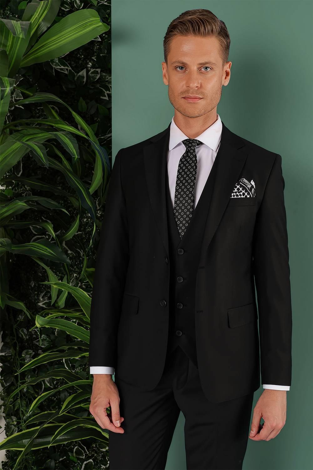 TK 869 Slim Fit Siyah Klasik Takım Elbise