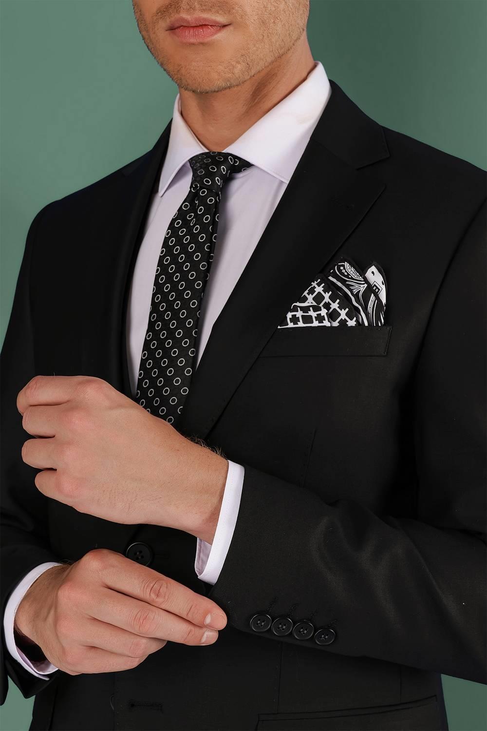 TK 869 Slim Fit Siyah Klasik Takım Elbise