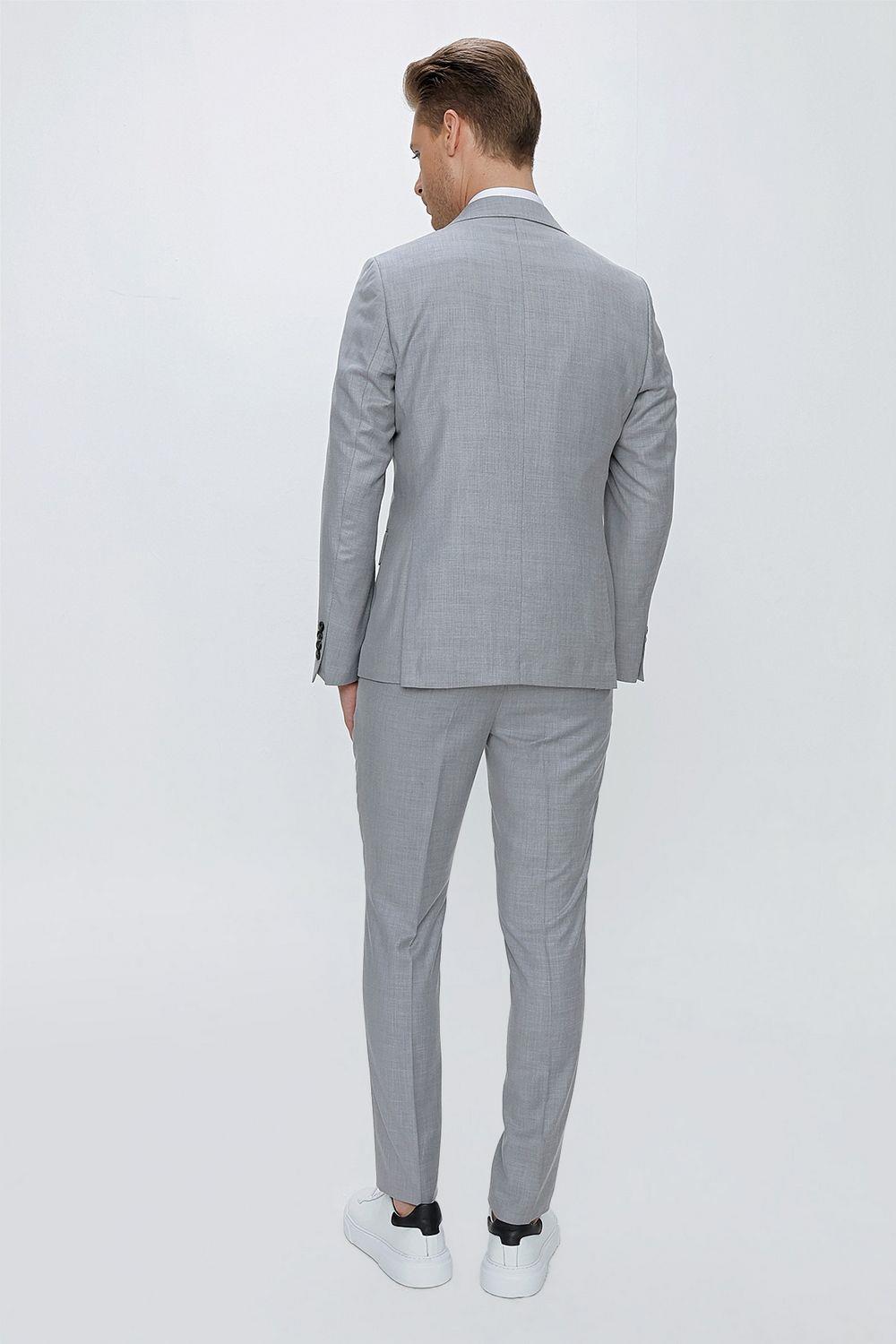 TK 870 Slim Fit Gri Klasik Takım Elbise