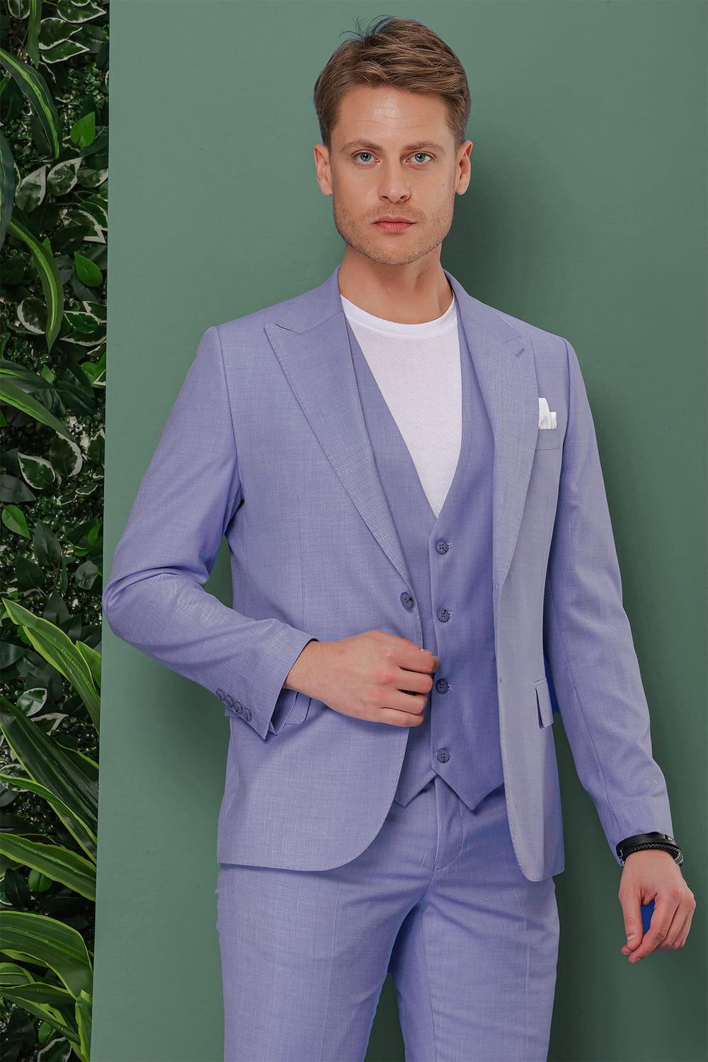 TK 870 Slim Fit Mavi Klasik Takım Elbise