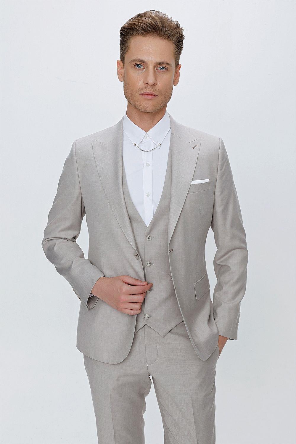 TK 870 Slim Fit Taş Klasik Takım Elbise