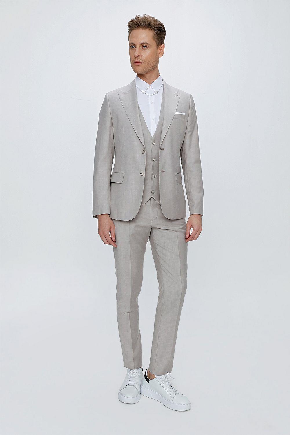TK 870 Slim Fit Taş Klasik Takım Elbise