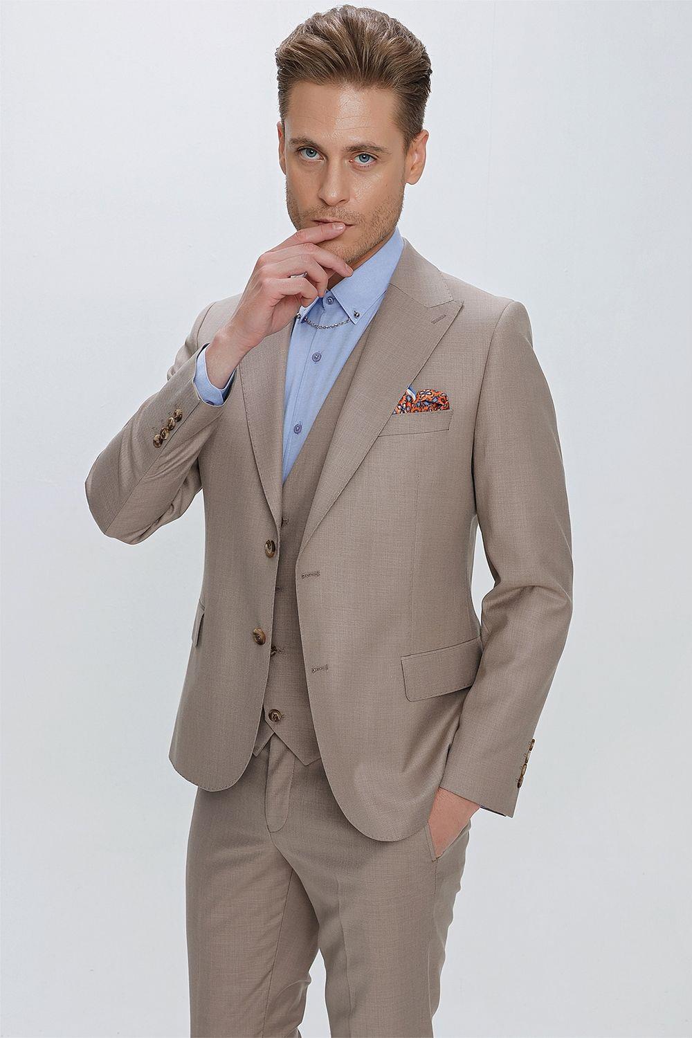 TK 870 Slim Fit Vizon Klasik Takım Elbise