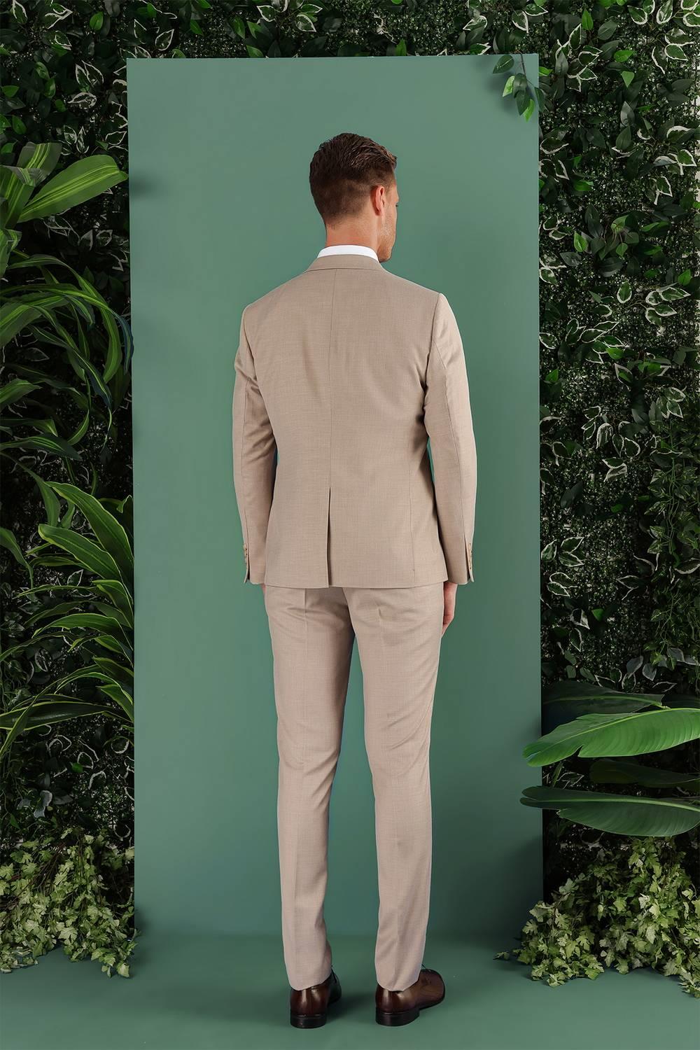 TK 871 Slim Fit Bej Klasik Takım Elbise