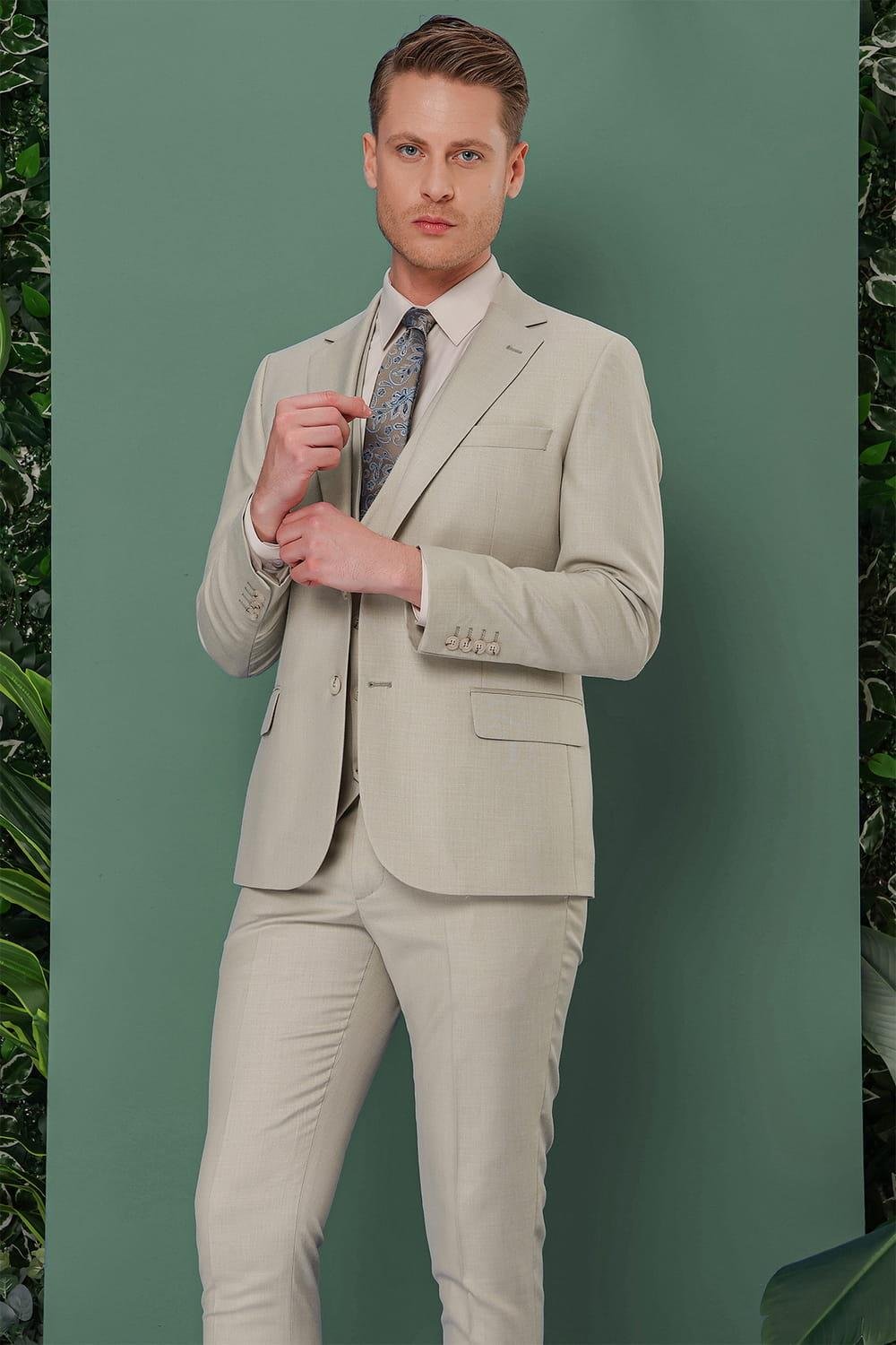 TK 871 Slim Fit Çağla Klasik Takım Elbise