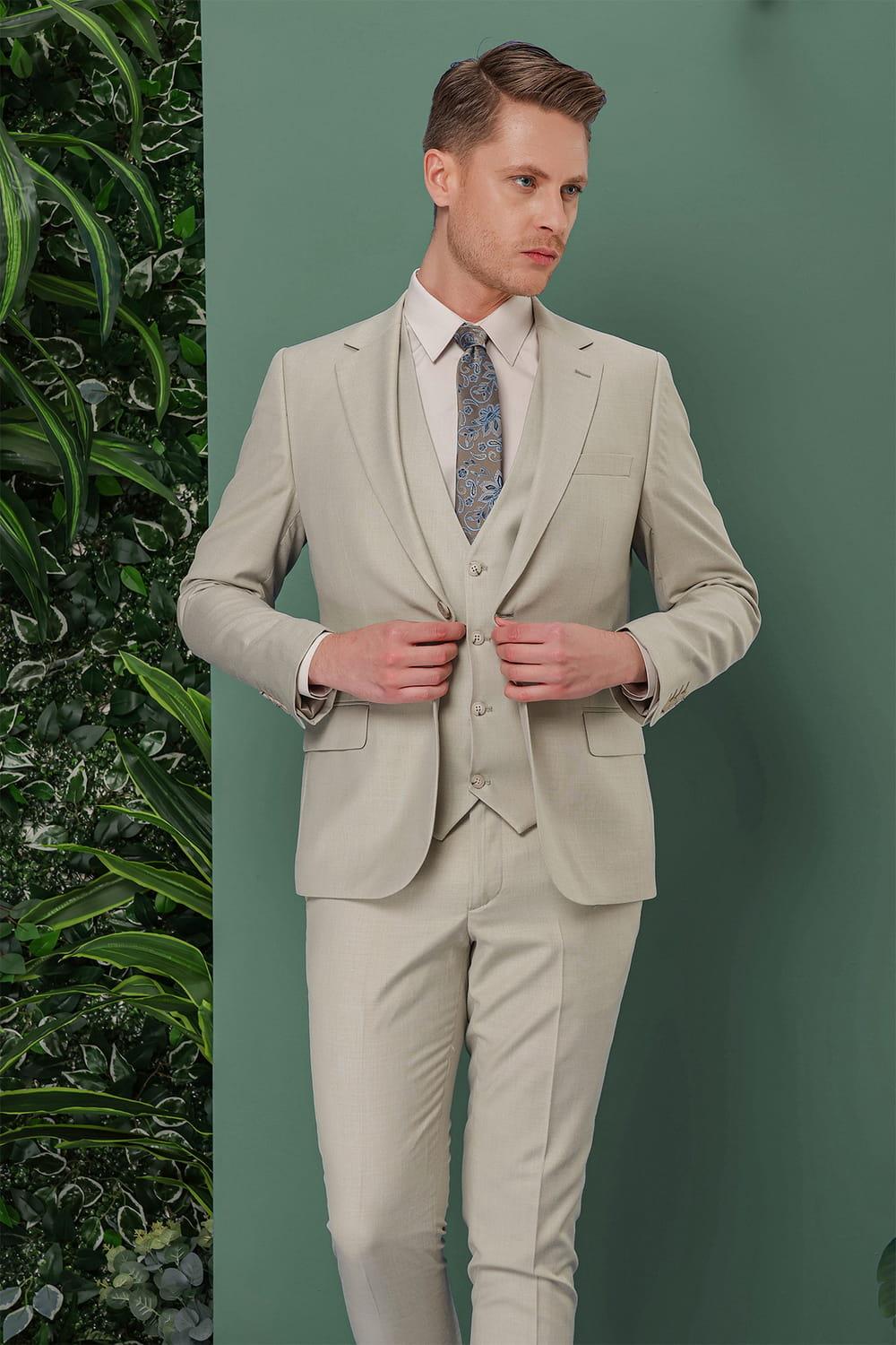TK 871 Slim Fit Çağla Klasik Takım Elbise