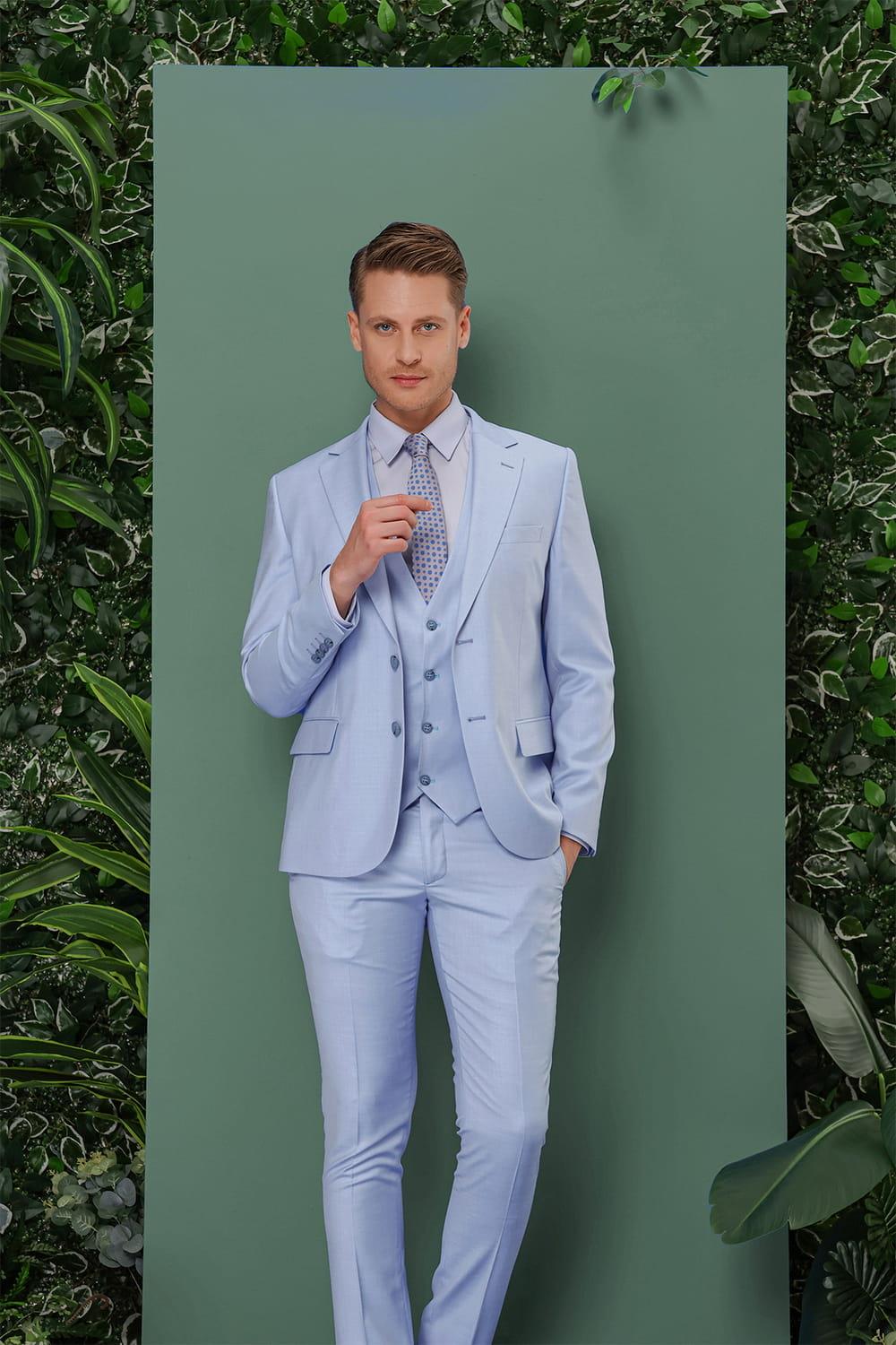 TK 871 Slim Fit Mavi Klasik Takım Elbise