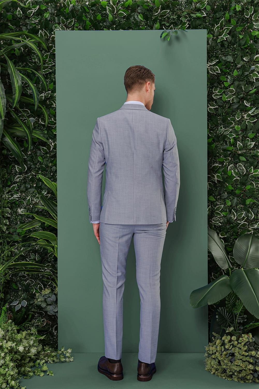 TK 872 Slim Fit Gri-Mavi Klasik Takım Elbise