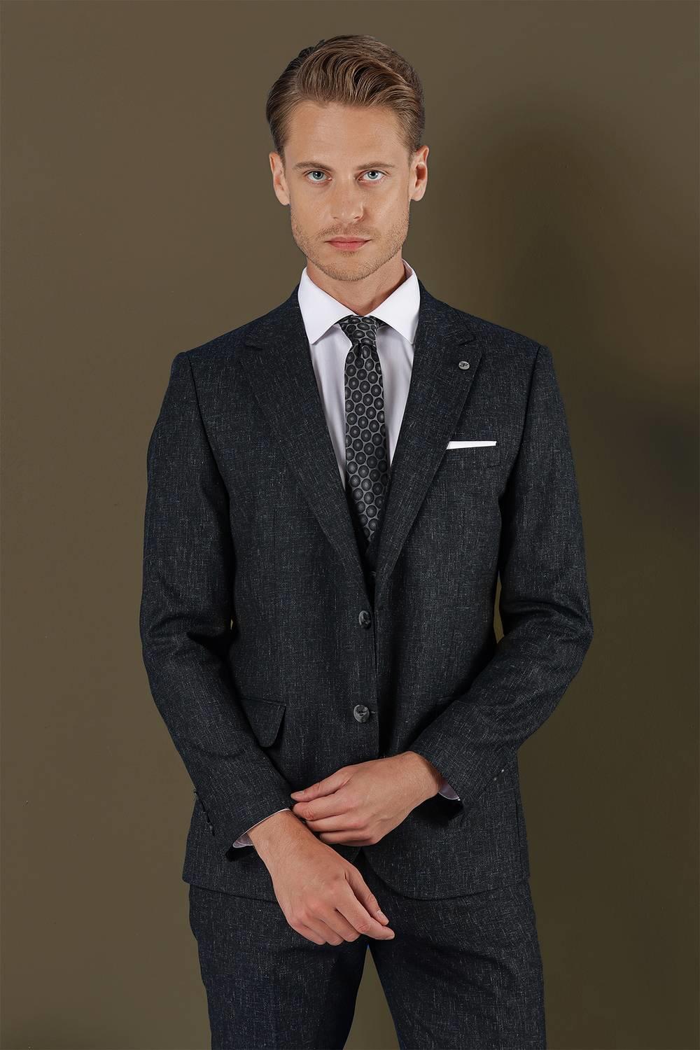 TK 873 Slim Fit Lacivert Klasik Takım Elbise