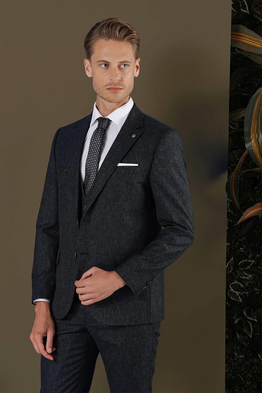TK 873 Slim Fit Lacivert Klasik Takım Elbise