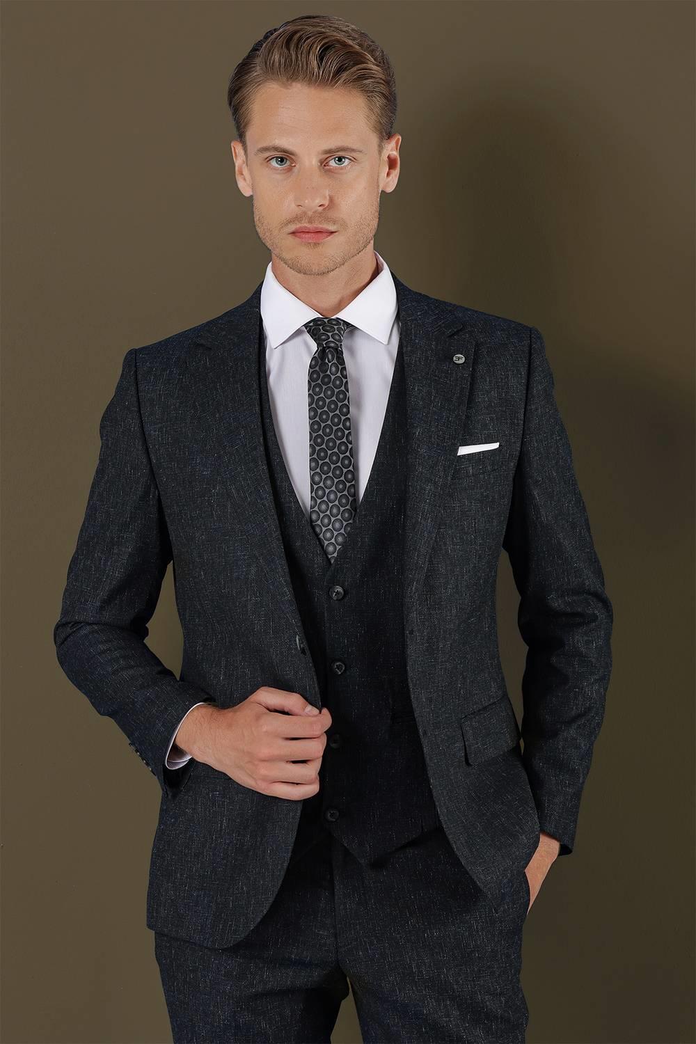 TK 873 Slim Fit Lacivert Klasik Takım Elbise