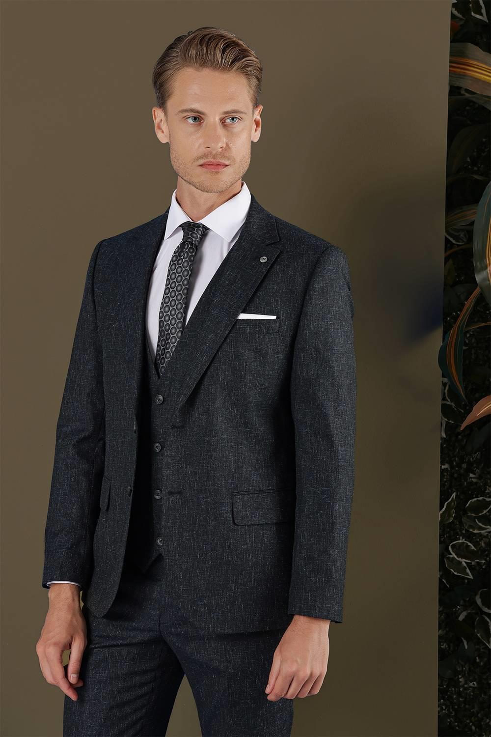 TK 873 Slim Fit Lacivert Klasik Takım Elbise