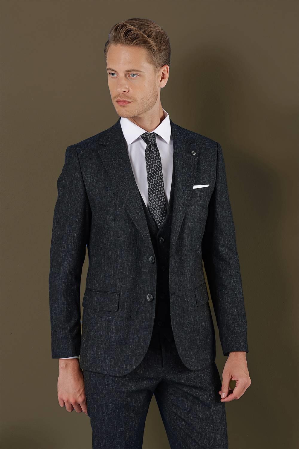 TK 873 Slim Fit Lacivert Klasik Takım Elbise