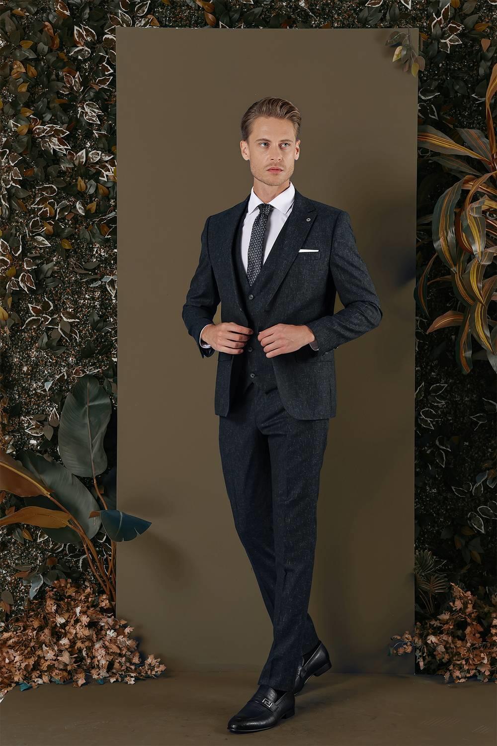 TK 873 Slim Fit Lacivert Klasik Takım Elbise