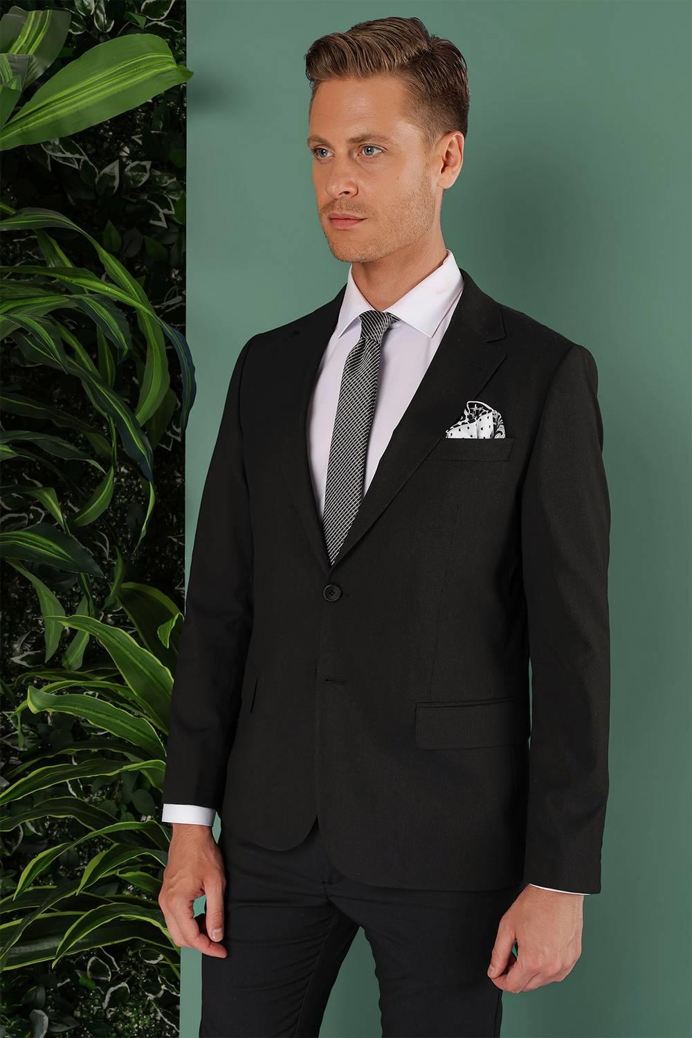 TK 874 Slim Fit Siyah Klasik Takım Elbise