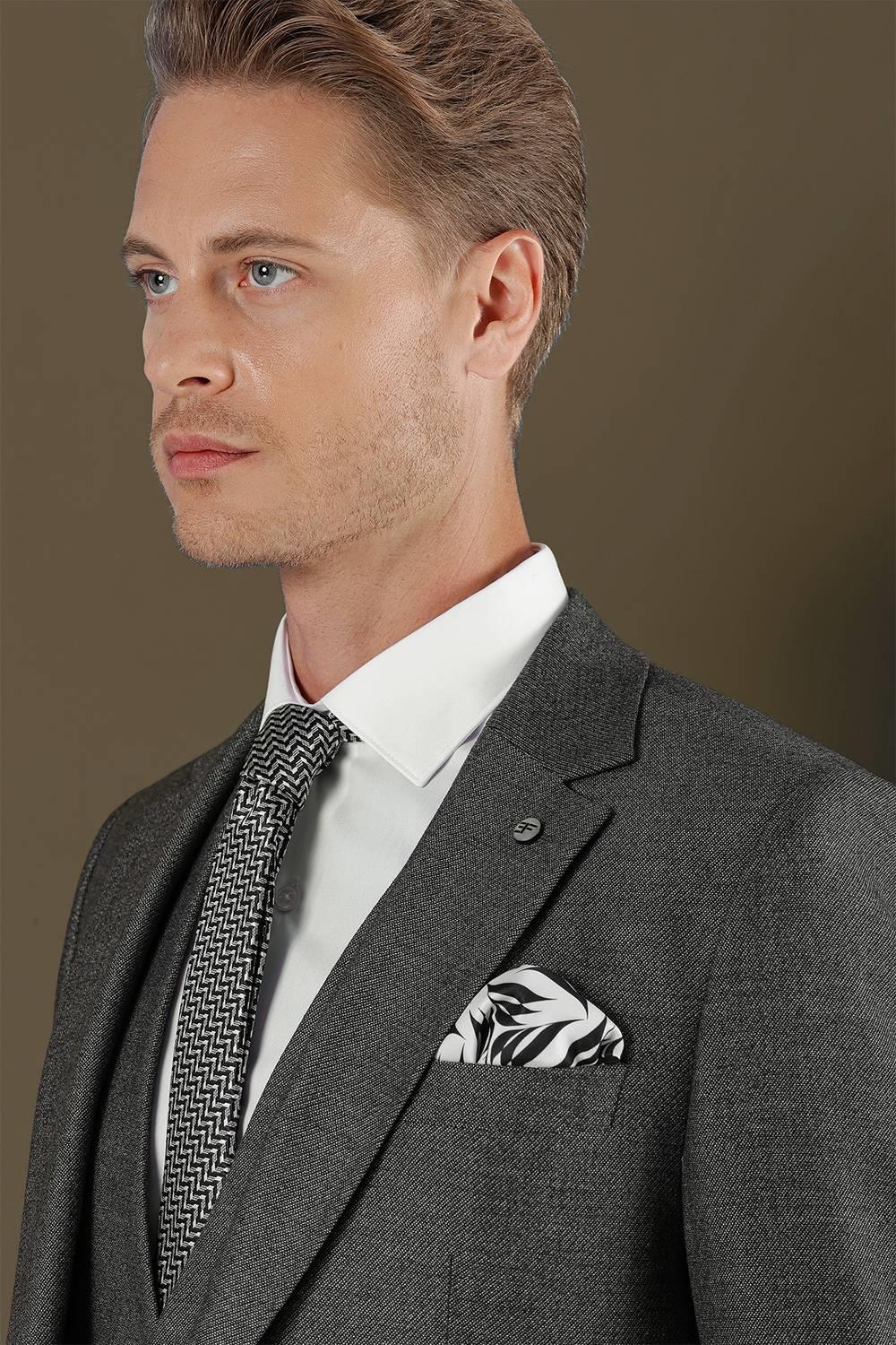 TK 876 Slim Fit Füme Klasik Takım Elbise