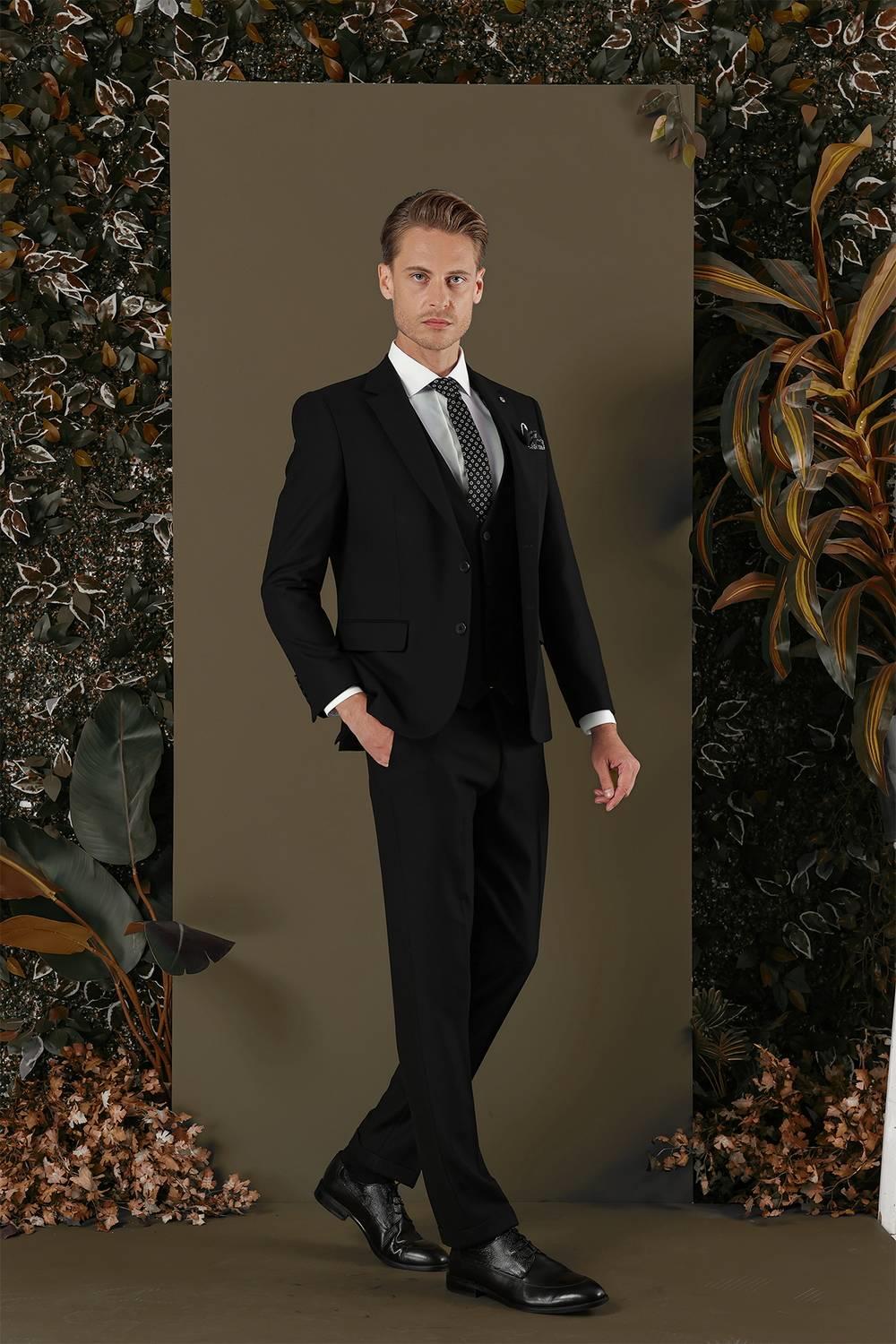 TK 876 Slim Fit Siyah Klasik Takım Elbise