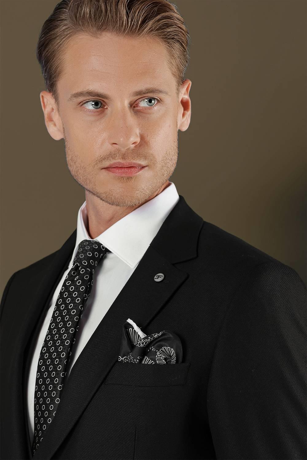 TK 876 Slim Fit Siyah Klasik Takım Elbise