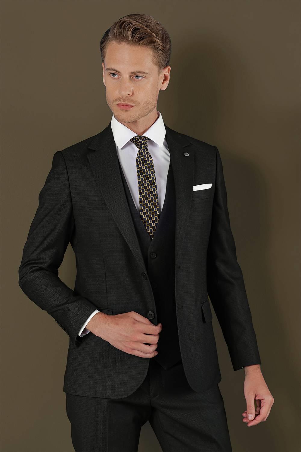TK 878 Slim Fit Lacivert Klasik Takım Elbise
