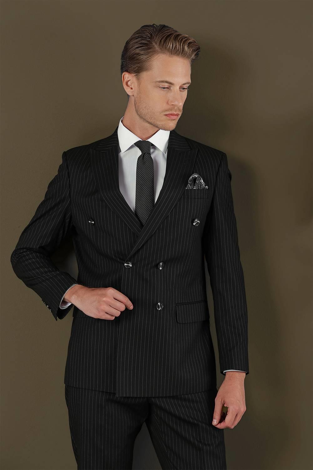 TK 879 Slim Fit Siyah Klasik Takım Elbise