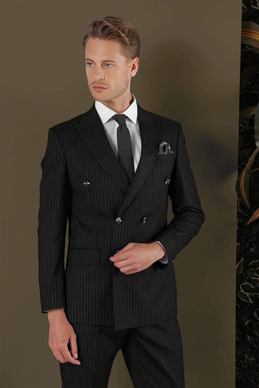 TK 879 Slim Fit Siyah Klasik Takım Elbise